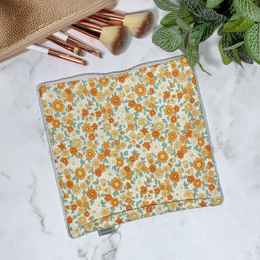 Cream & Orange Floral Face Washer