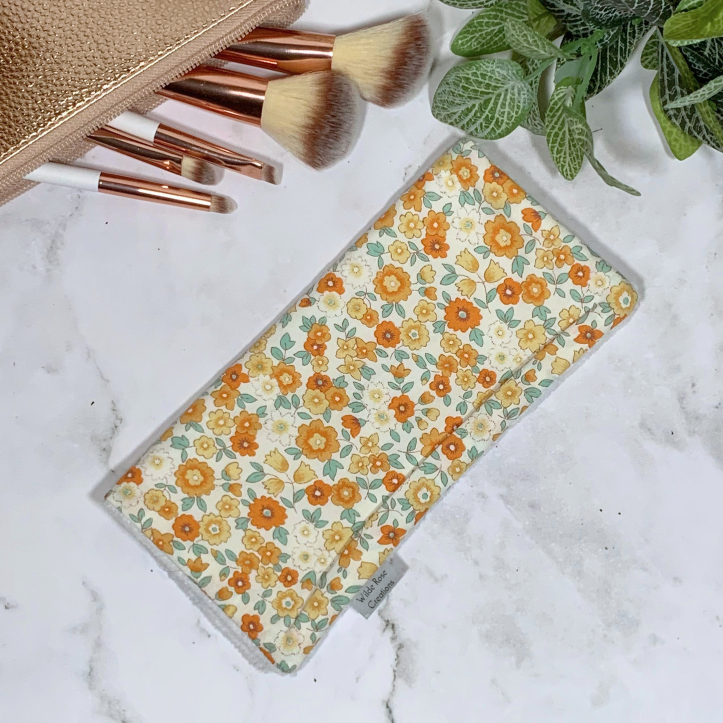 Cream & Orange Floral Face Washer