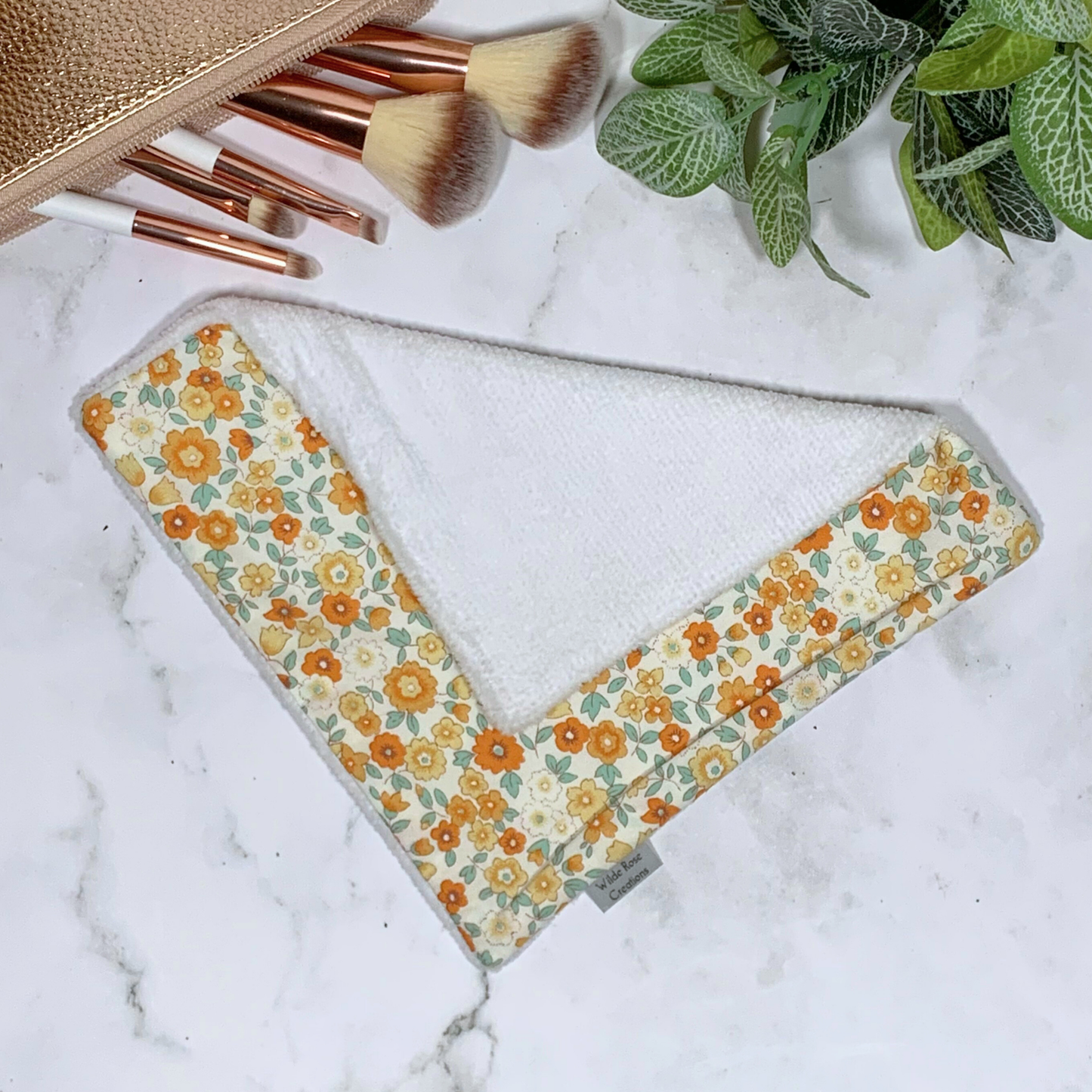 Cream & Orange Floral Face Washer