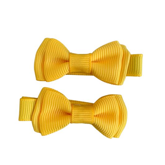 Daffodil Mini Layered Bow Hair Clips - 2pk