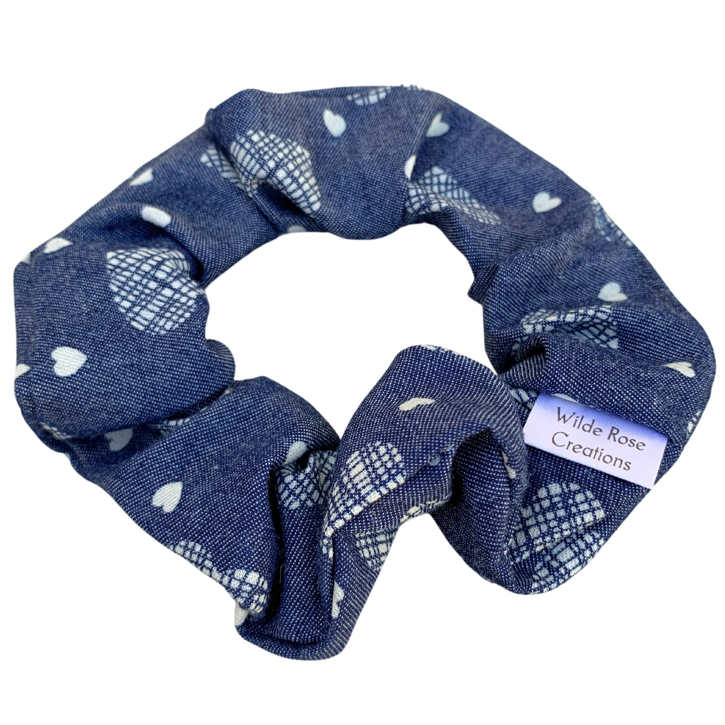 Denim Hearts Scrunchie