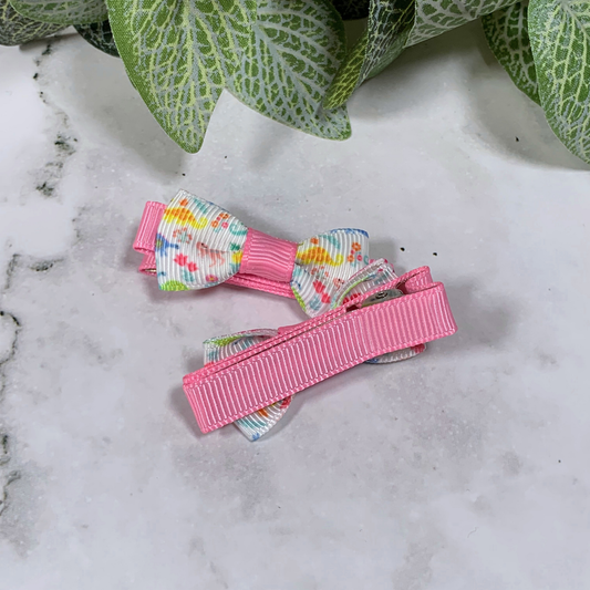 Dinosaur Mini Bow Hair Clips - set of 2