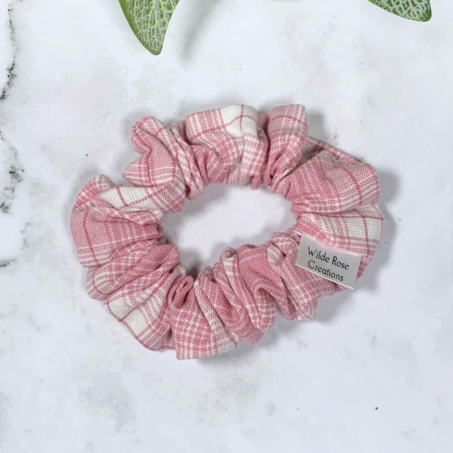Dusty Pink Plaid Petite Scrunchie