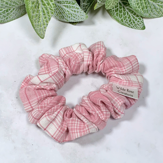 Dusty Pink Plaid Petite Scrunchie