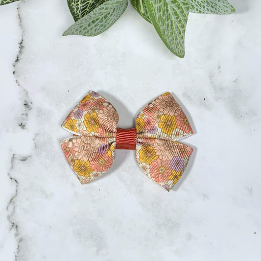 Earthy Floral Small Bow Hair Clip