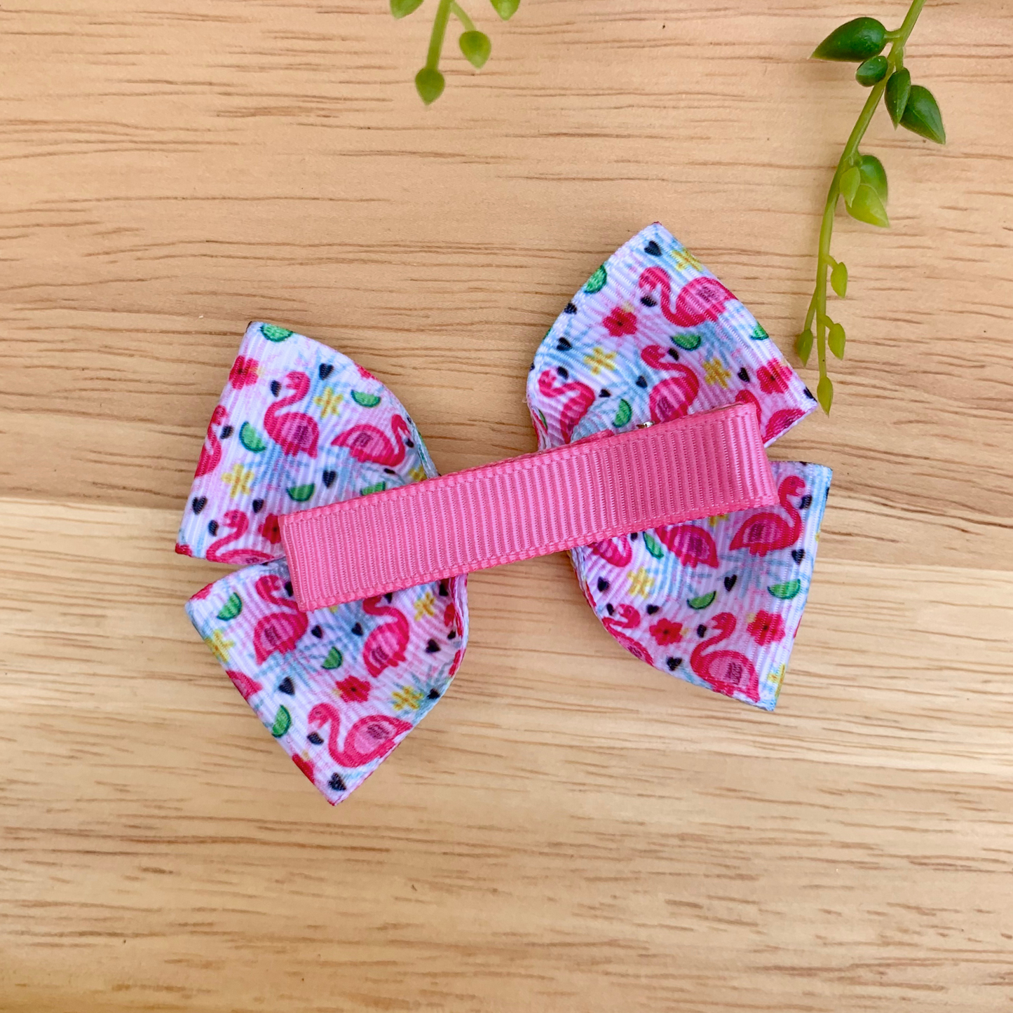 Flamingo Double Bow Hair Clip