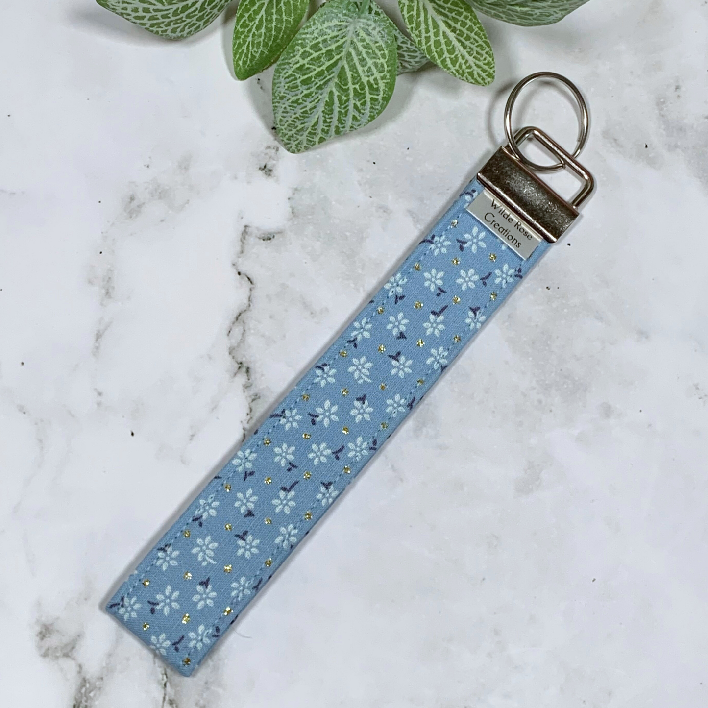 French Blue Floral Wristlet