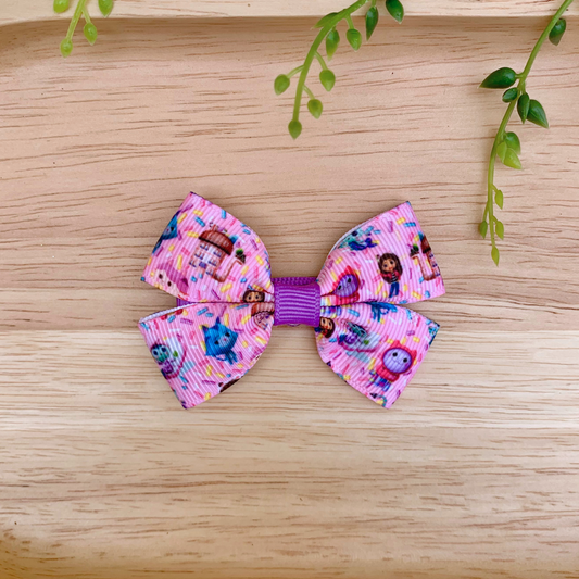 Pink Mini Worlds Double Bow Hair Clip