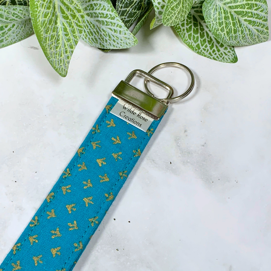 Gold Foil on Teal Wristlet