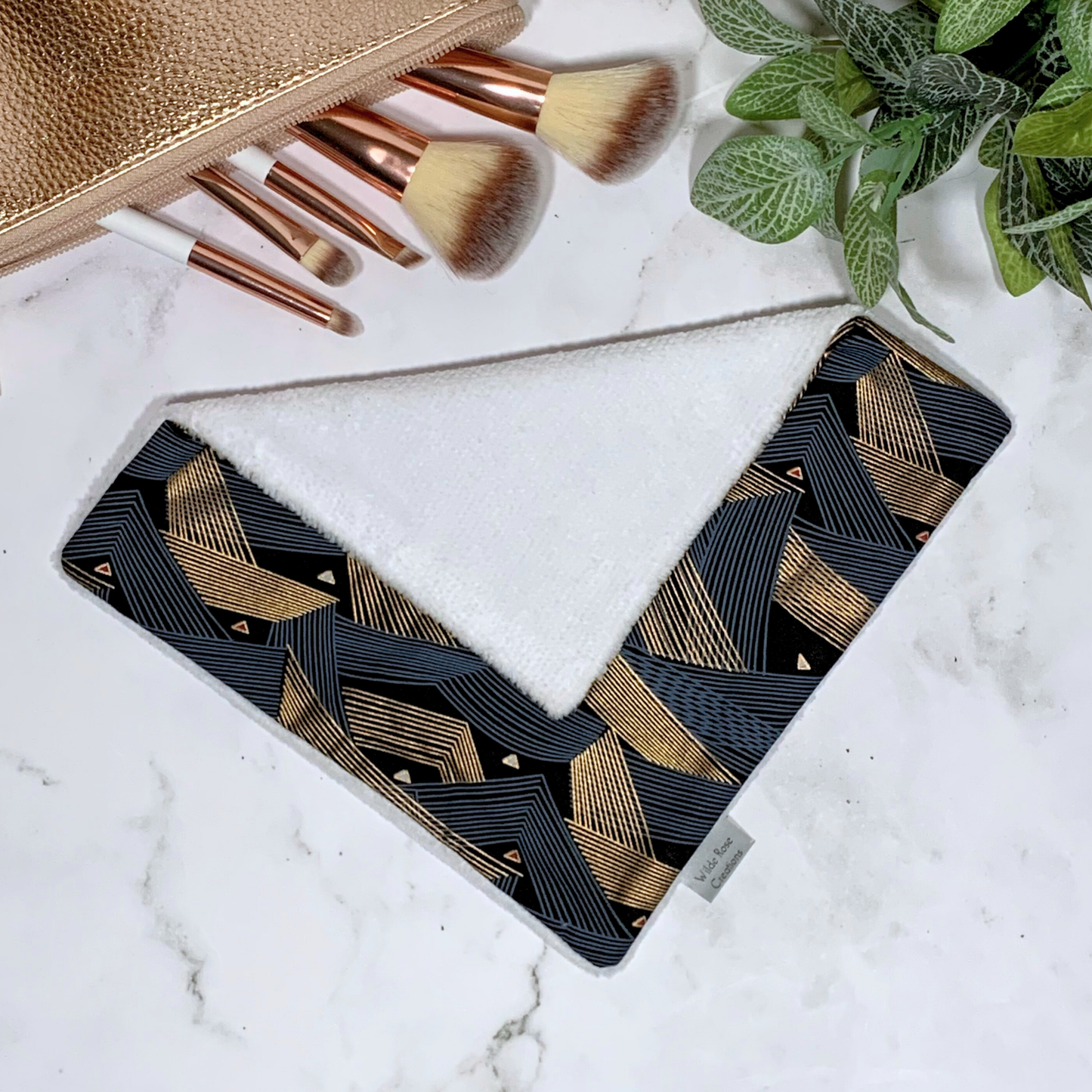 Grey & Gold Stripe Face Washer