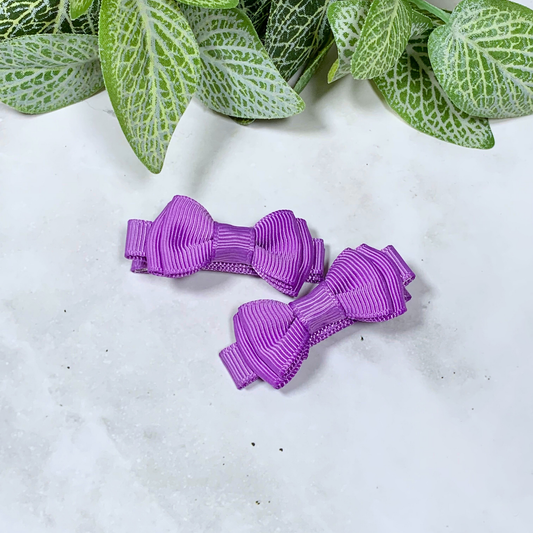 Grape Mini Layered Bow Hair Clips - set of 2