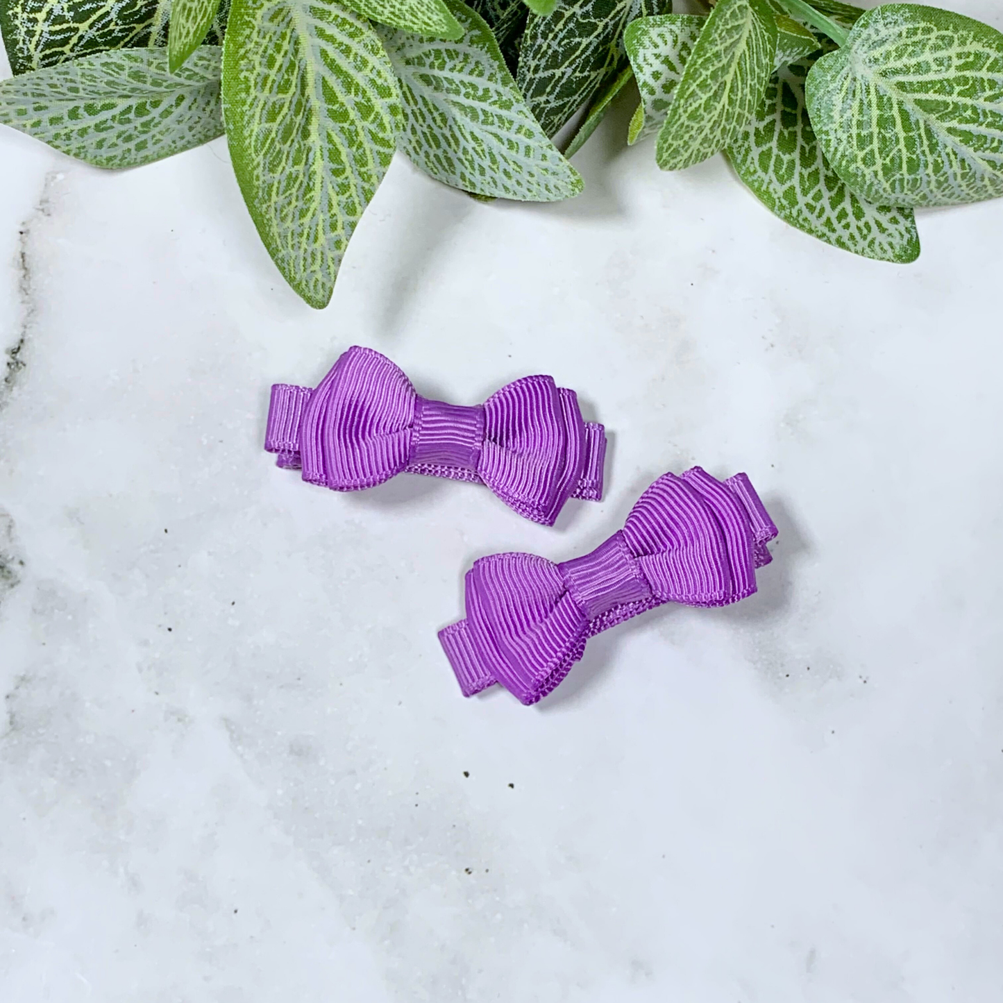 Grape Mini Layered Bow Hair Clips - set of 2