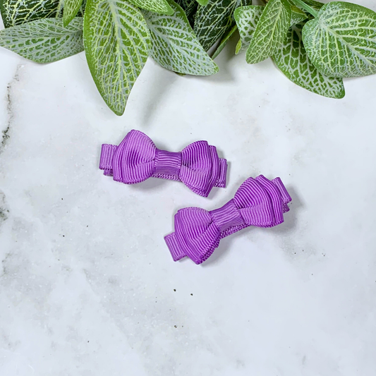 Grape Mini Layered Bow Hair Clips - set of 2