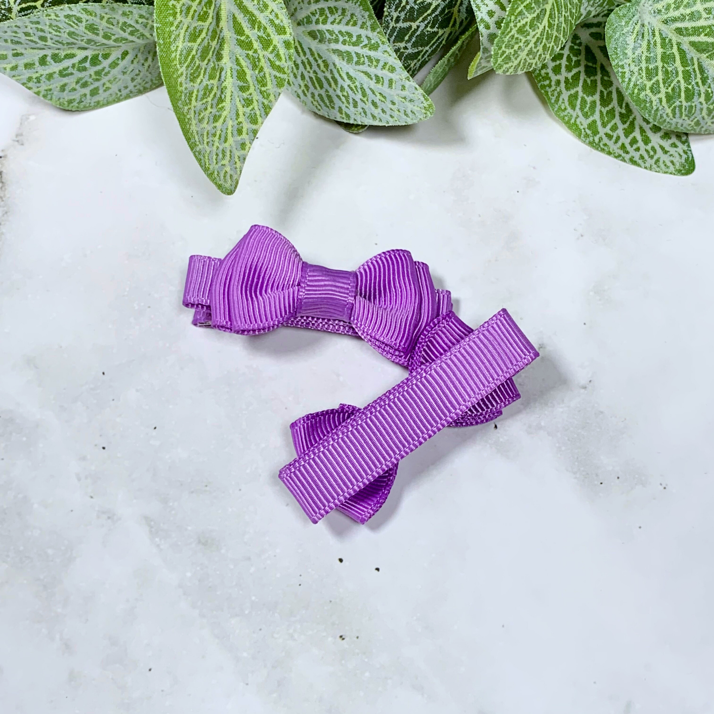 Grape Mini Layered Bow Hair Clips - set of 2
