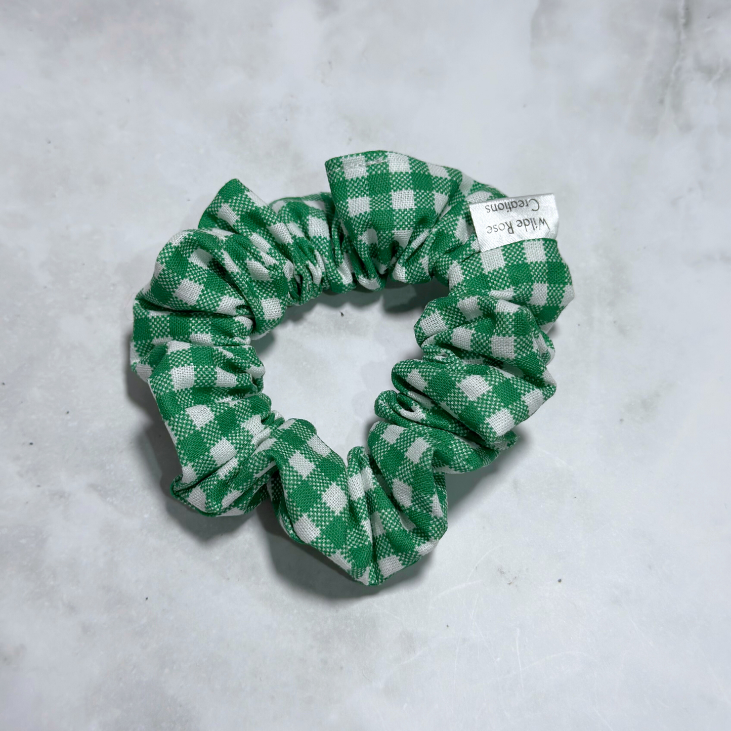 Green Gingham Petite Scrunchie