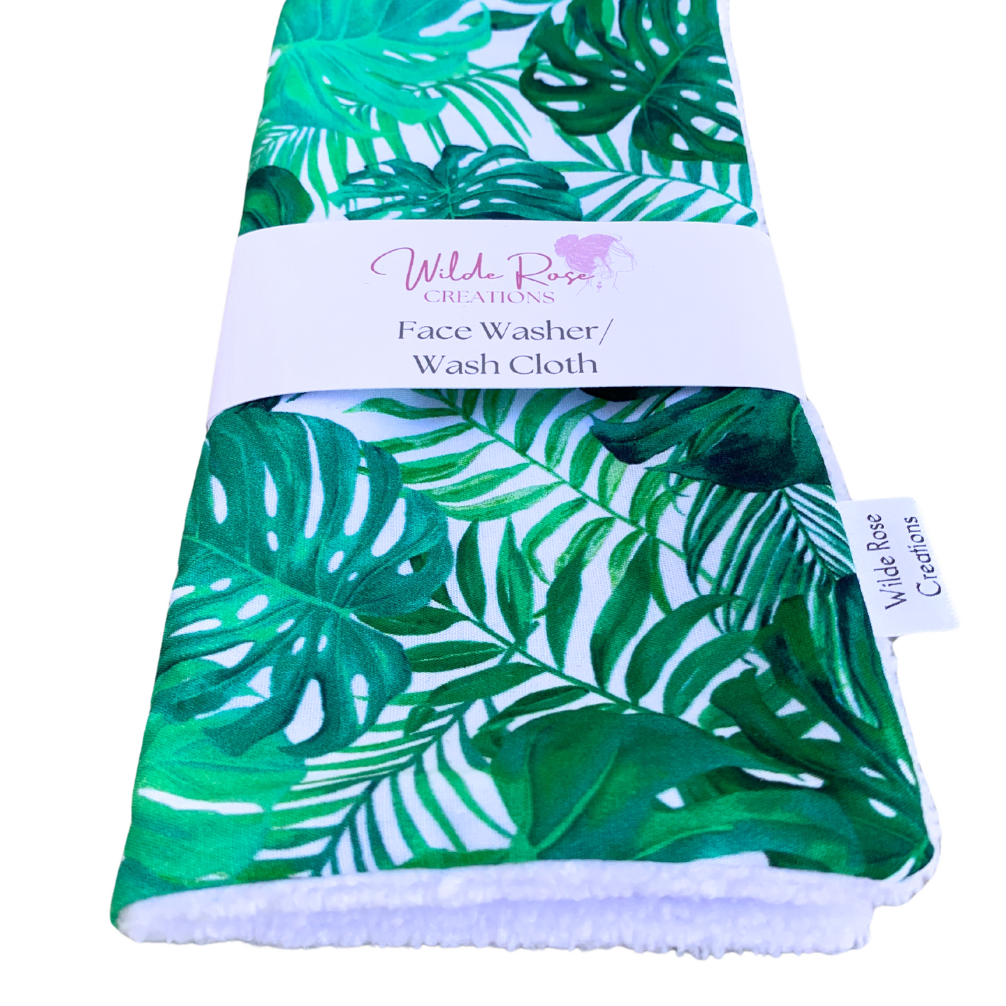 Green Leaves Print Face Washer