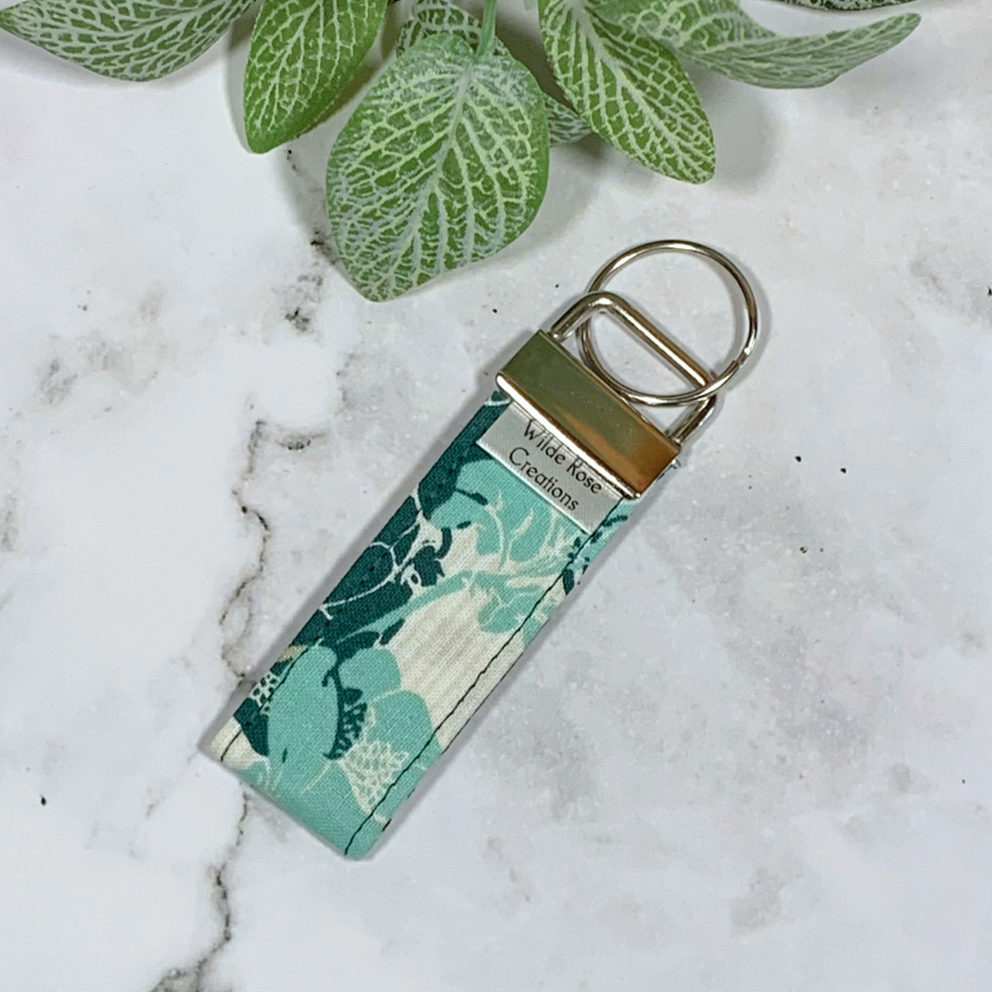 Green Print Fabric Keyring