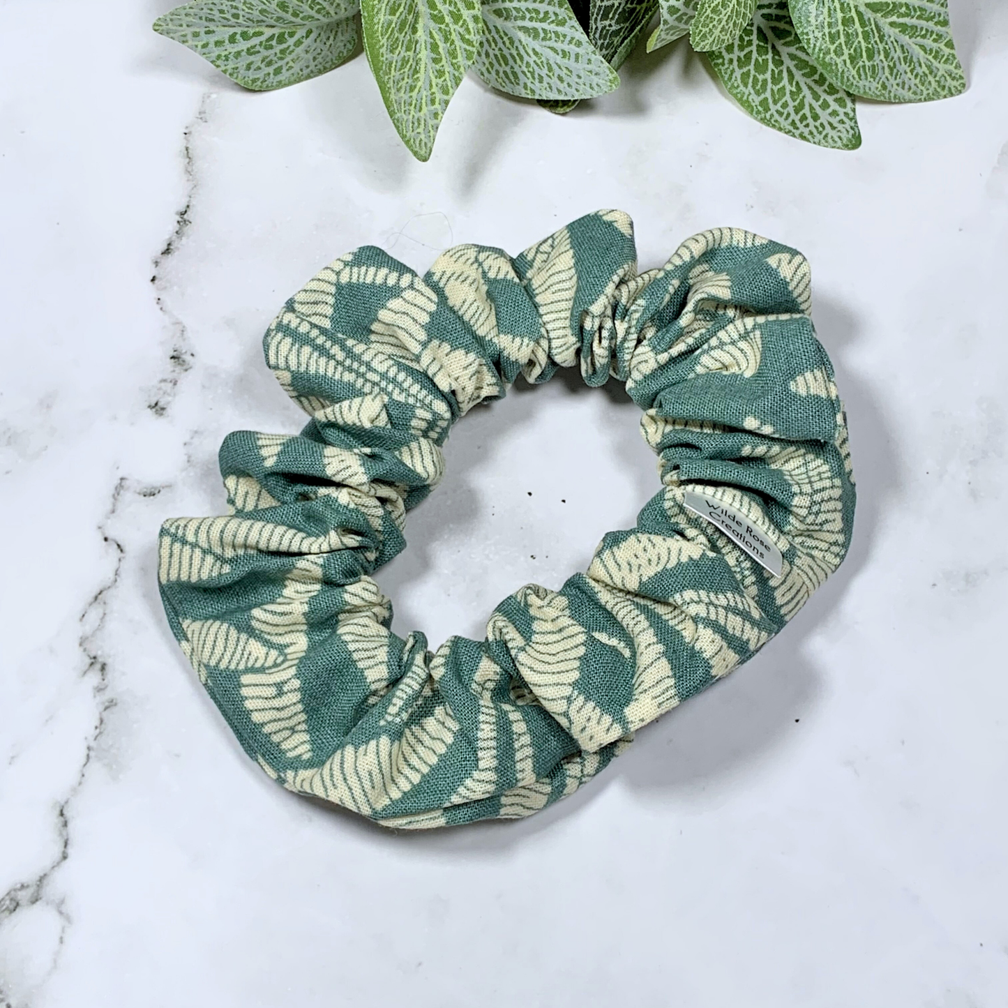 Green Print Regular Scrunchie