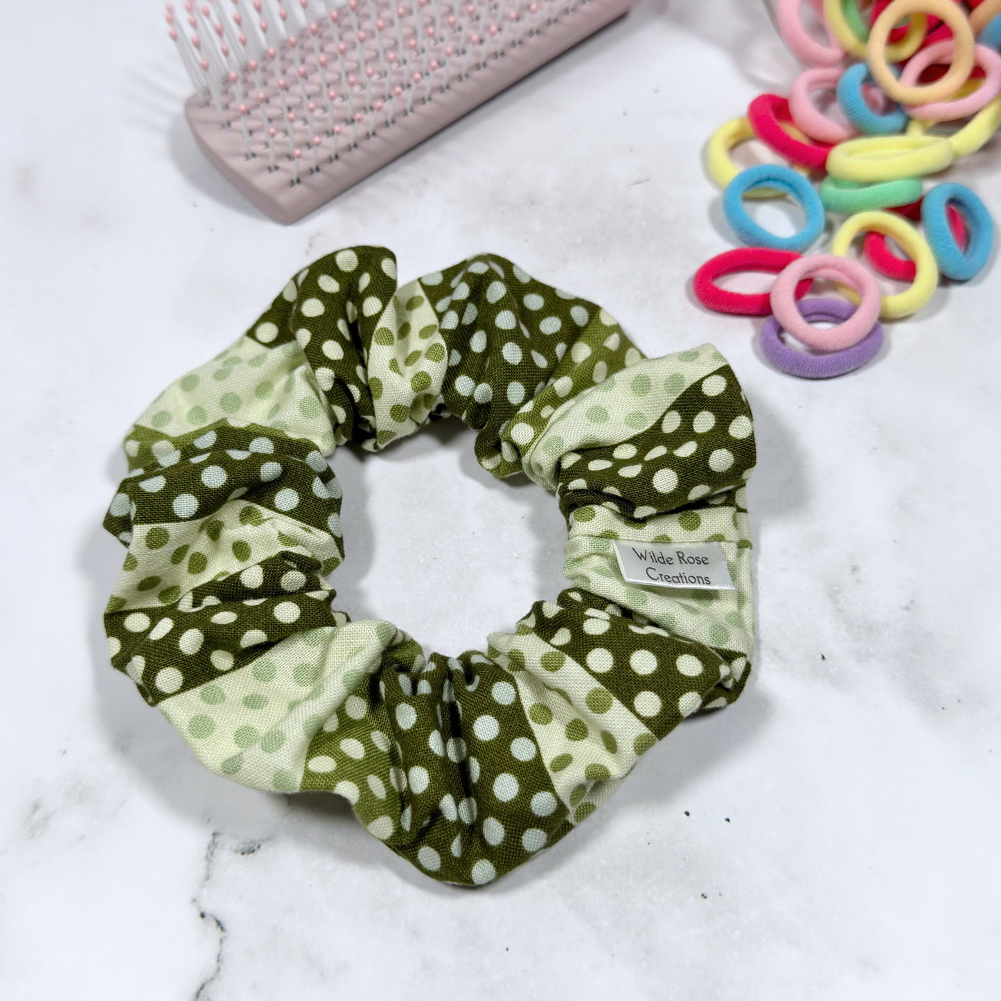 Green Spots Regular Scrunchie