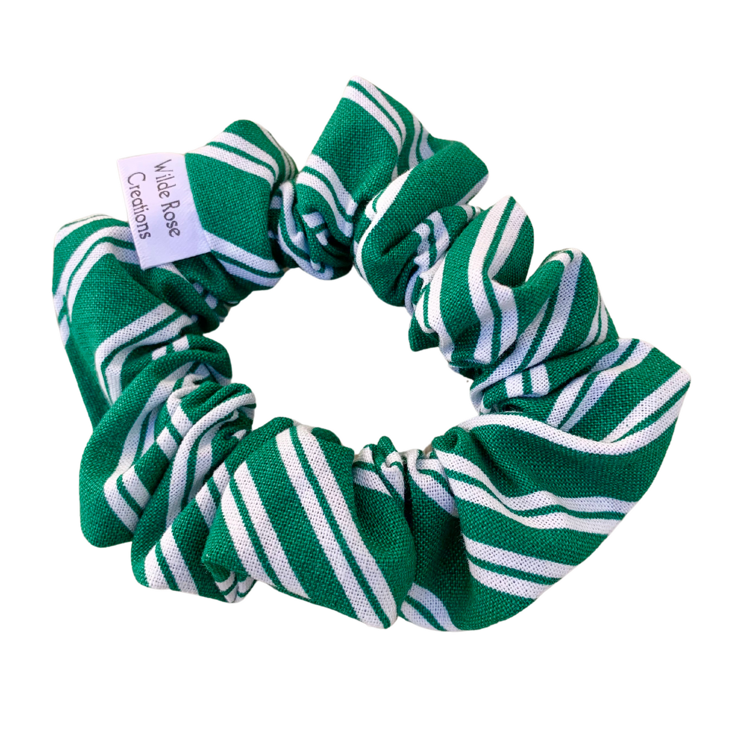 Green & White Stripe Petite Scrunchie