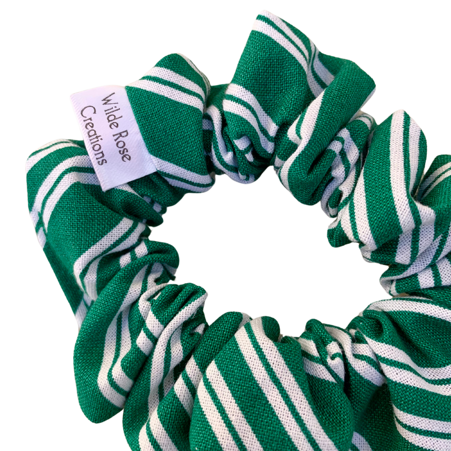 Green & White Stripe Petite Scrunchie