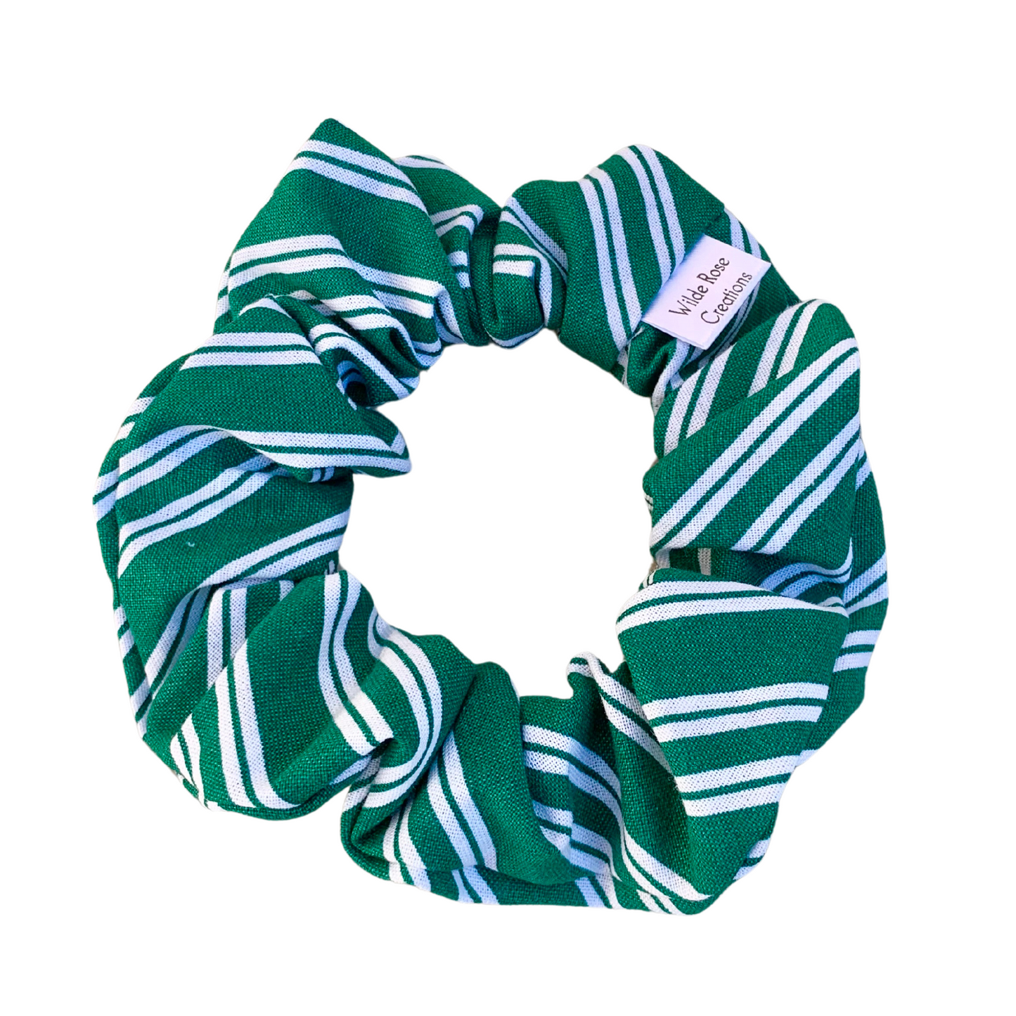 Green & White Stripe Regular Scrunchie