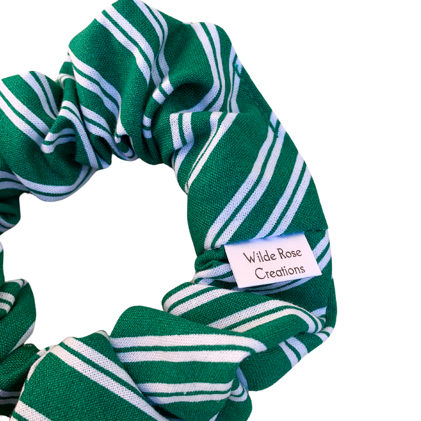 Green & White Stripe Regular Scrunchie