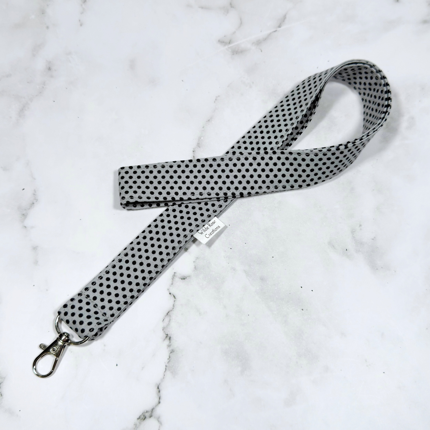 Grey & Black Dots Lanyard