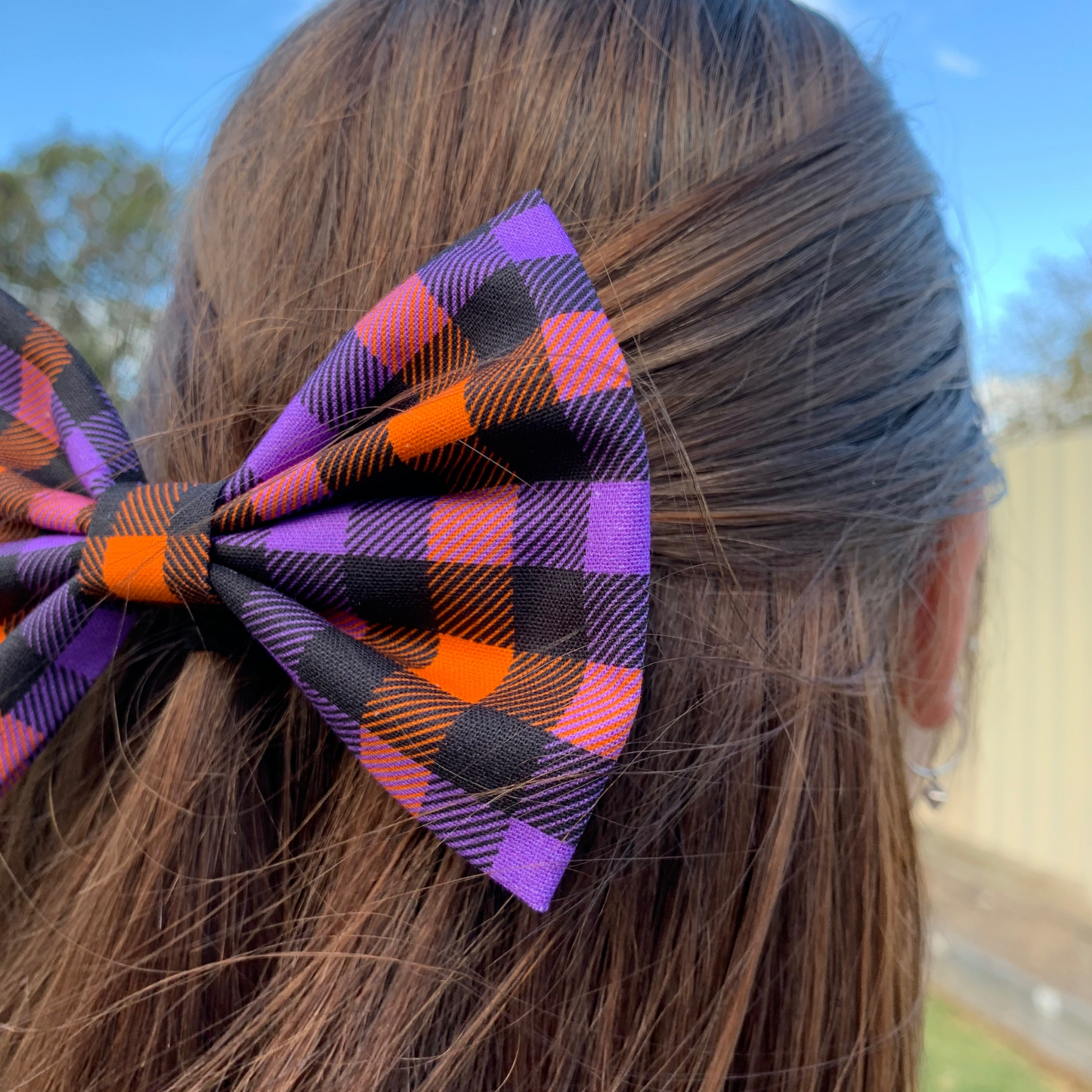 Halloween Check Bow Hair Clip