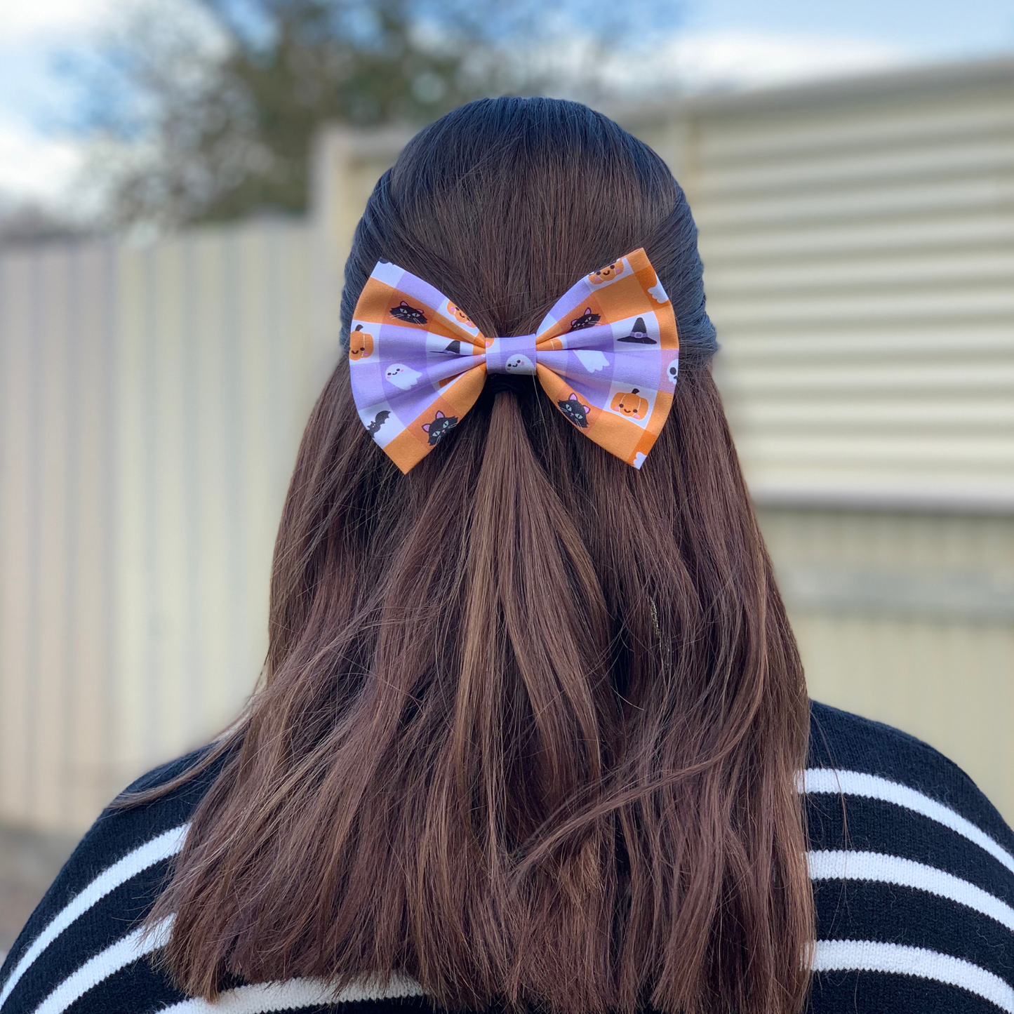 Halloween Check Motifs Bow Hair Clip