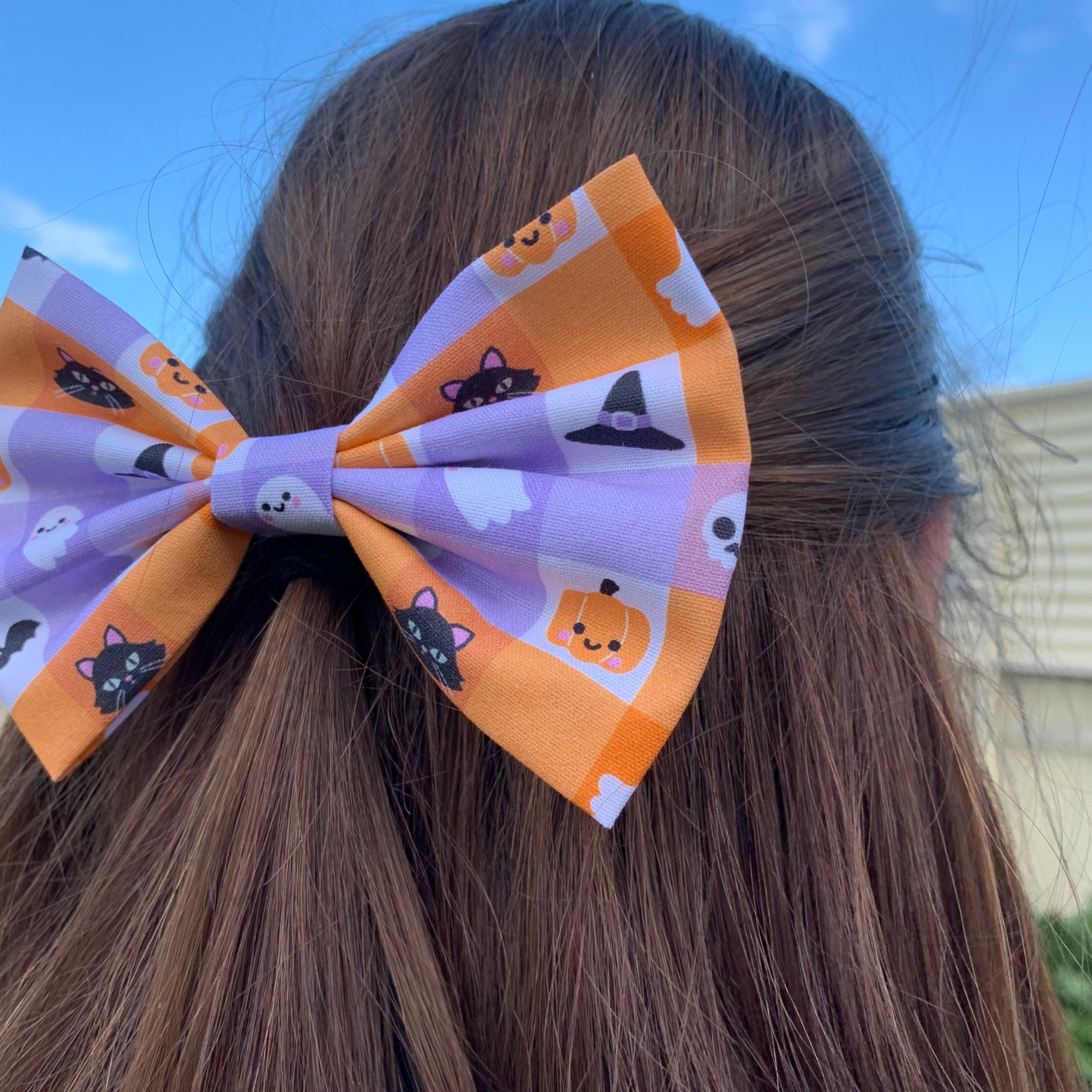 Halloween Check Motifs Bow Hair Clip