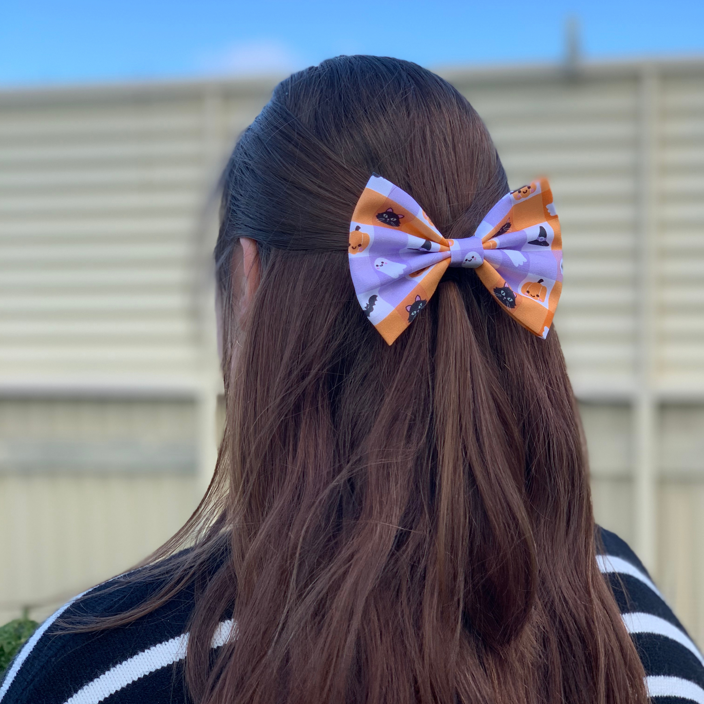 Halloween Check Motifs Bow Hair Clip