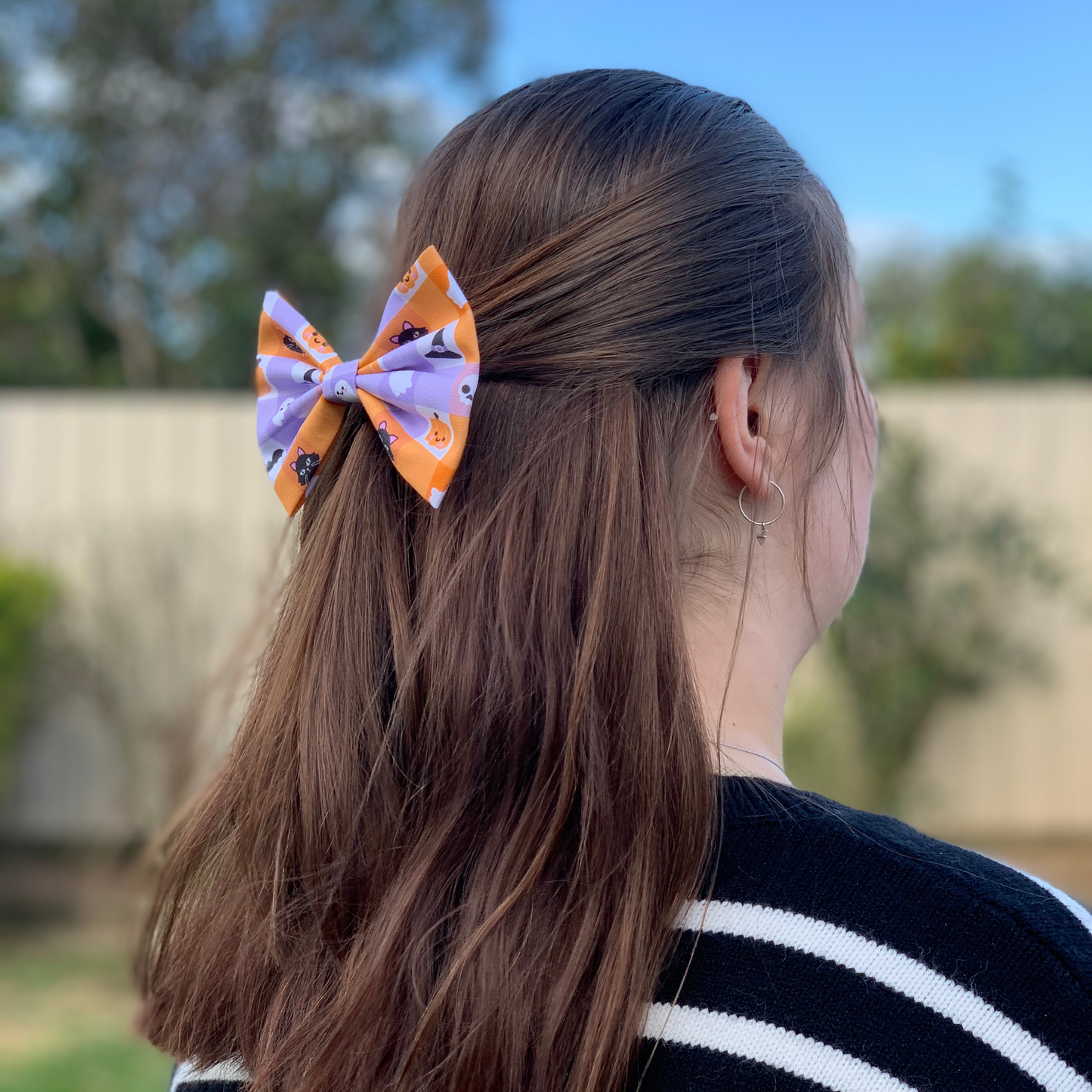 Halloween Check Motifs Bow Hair Clip