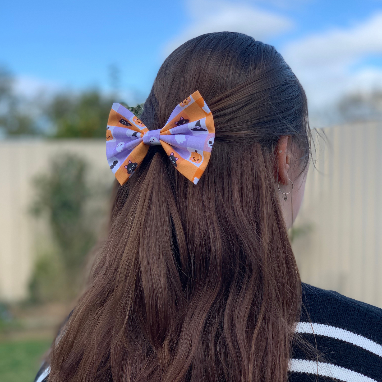 Halloween Check Motifs Bow Hair Clip