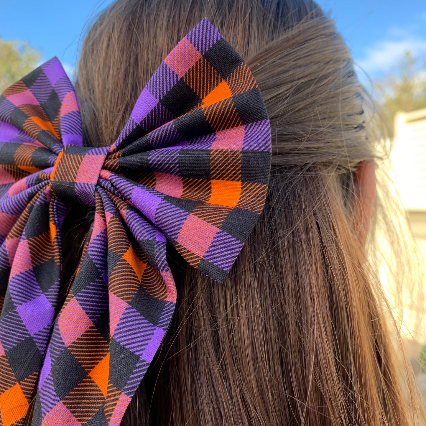 Halloween Check Bow with Tails Hair Clip