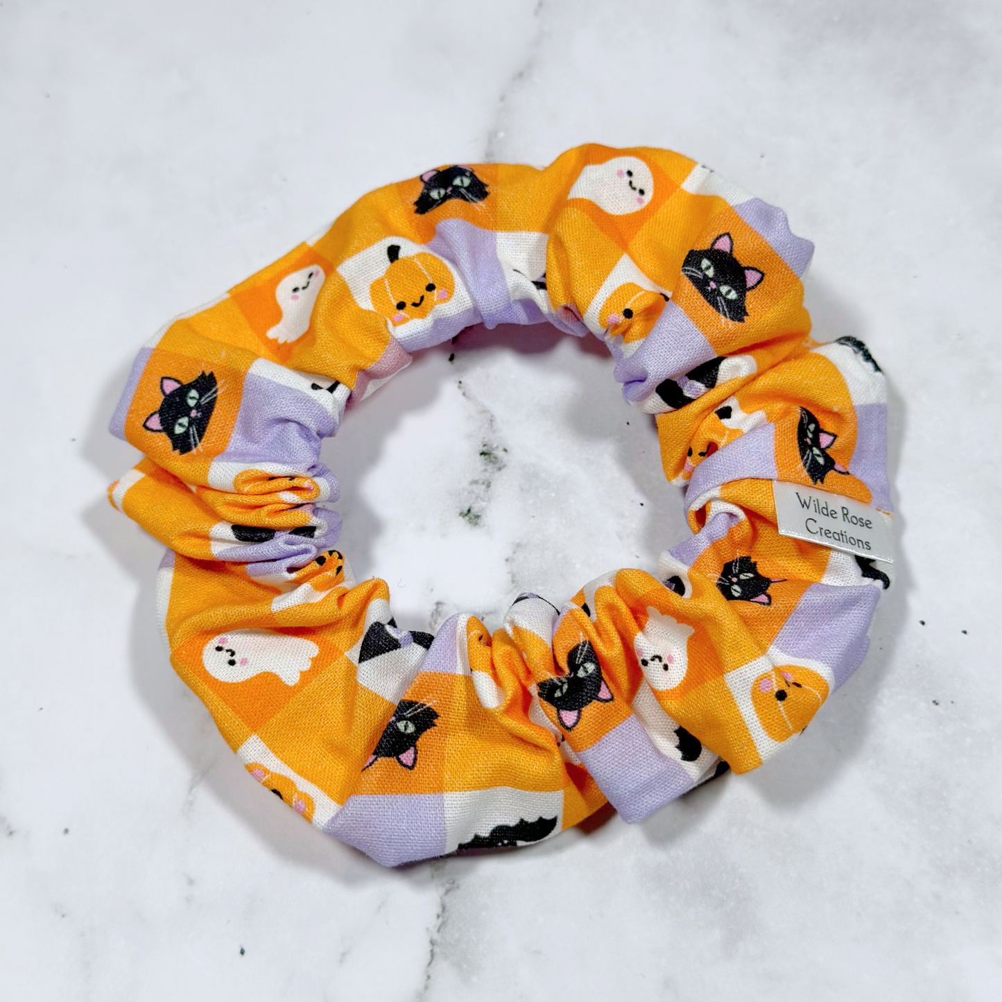 Halloween Print Check Regular Scrunchie