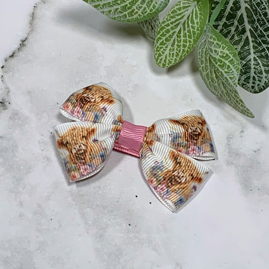 Highland Cows Small Bow Hair Clip