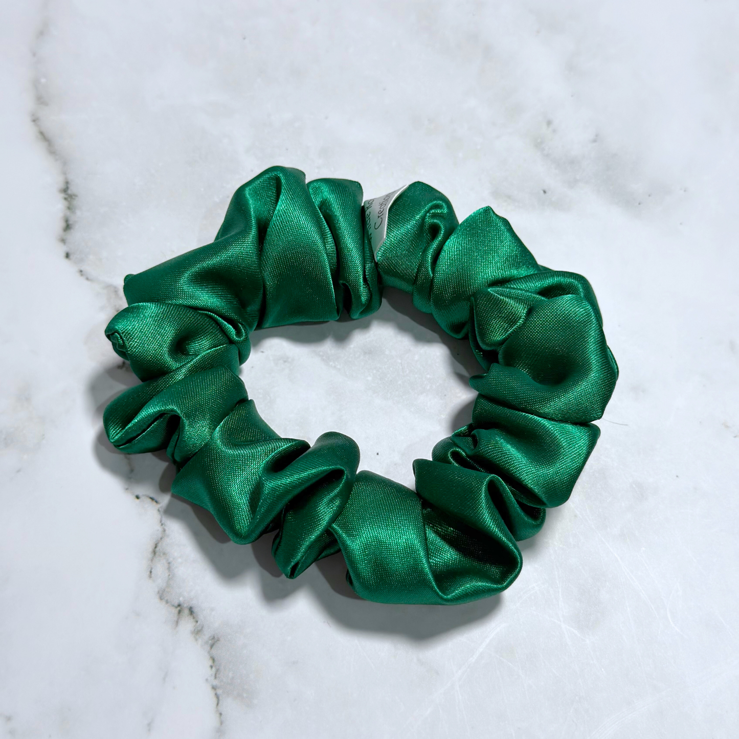 Hunter Green Satin Petite Scrunchie