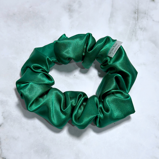 Hunter Green Satin Regular Scrunchie