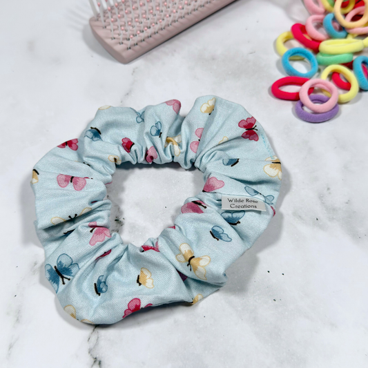 Light Blue Butterflies Regular Scrunchie