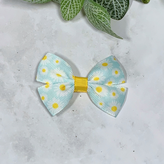 Light Blue Daisy Small Bow Hair Clip