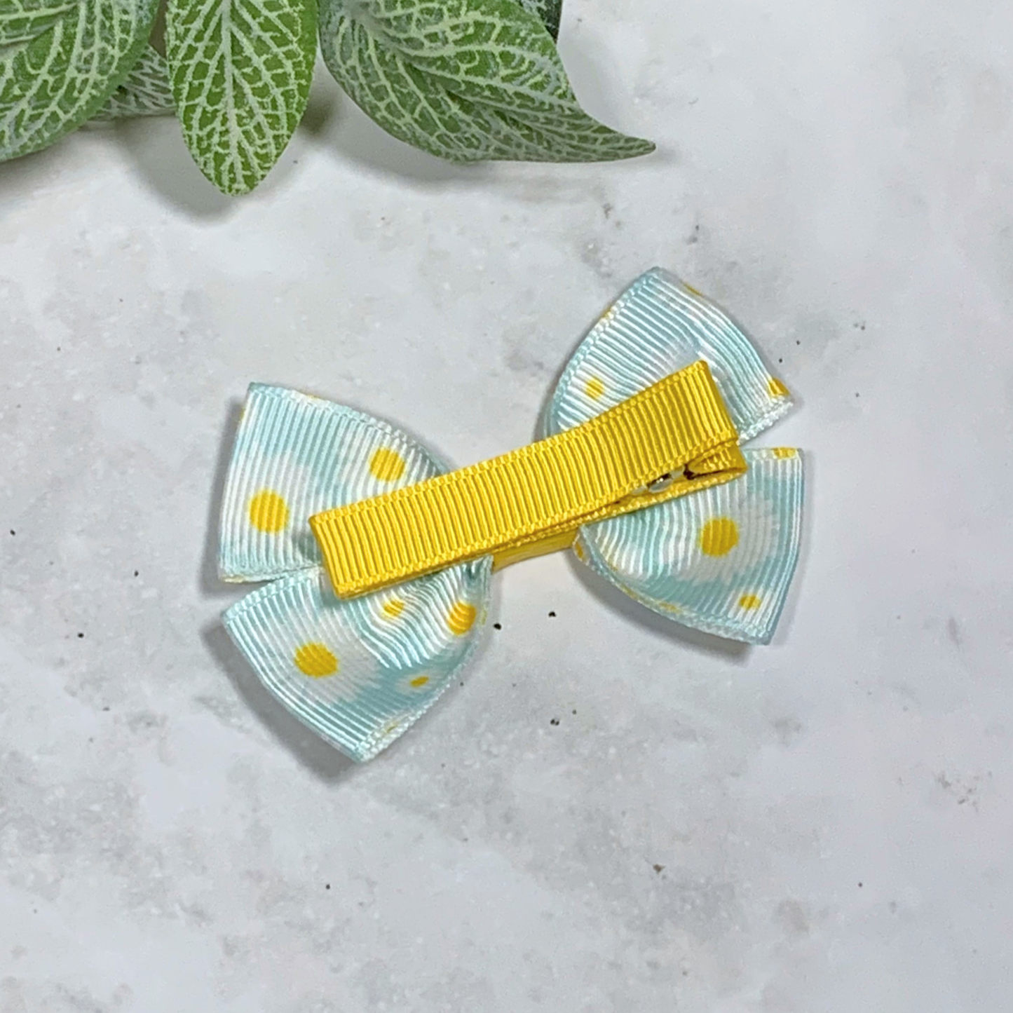 Light Blue Daisy Small Bow Hair Clip