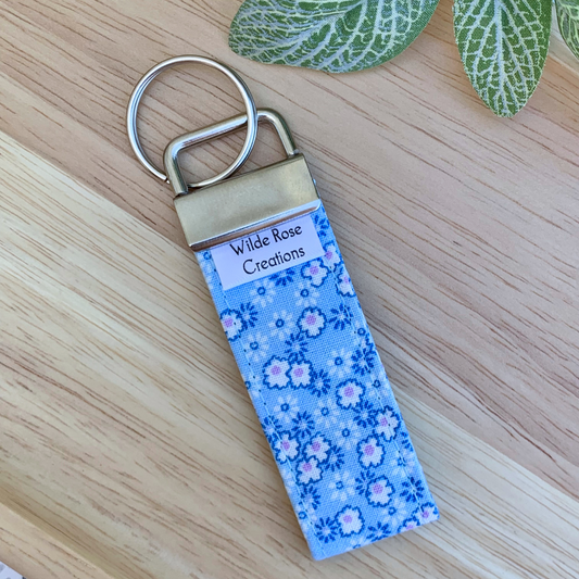 Light Blue Floral Keyring