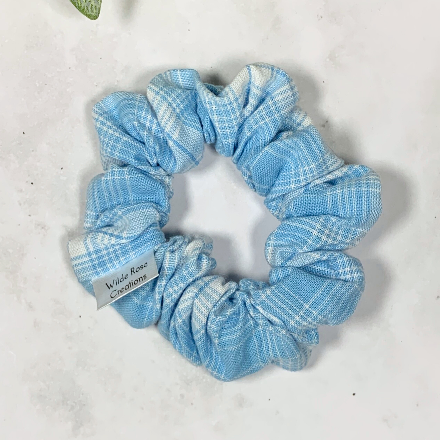Light Blue Plaid Petite Scrunchie