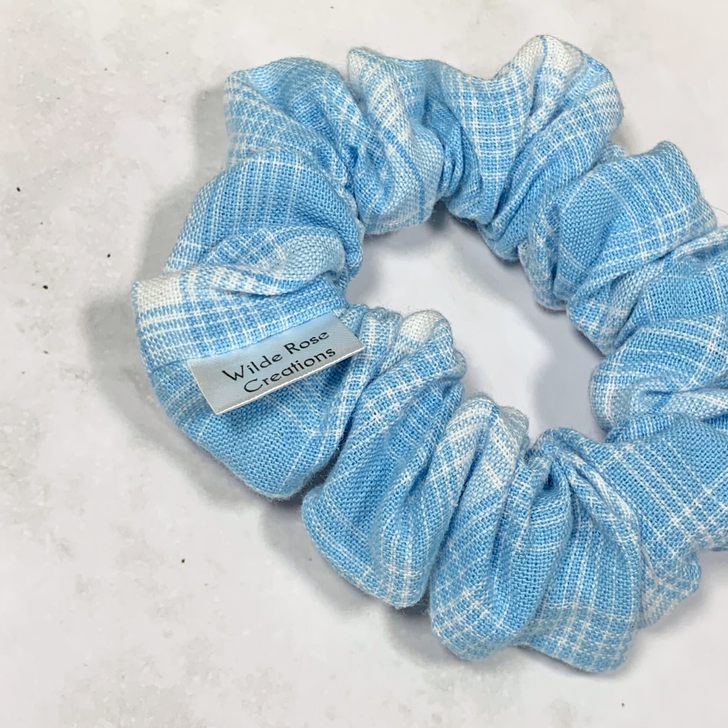 Light Blue Plaid Petite Scrunchie