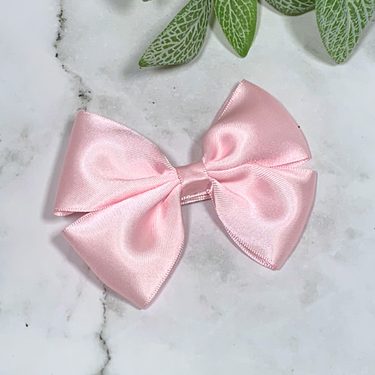 Light Pink Satin Medium Bow Hair Clip