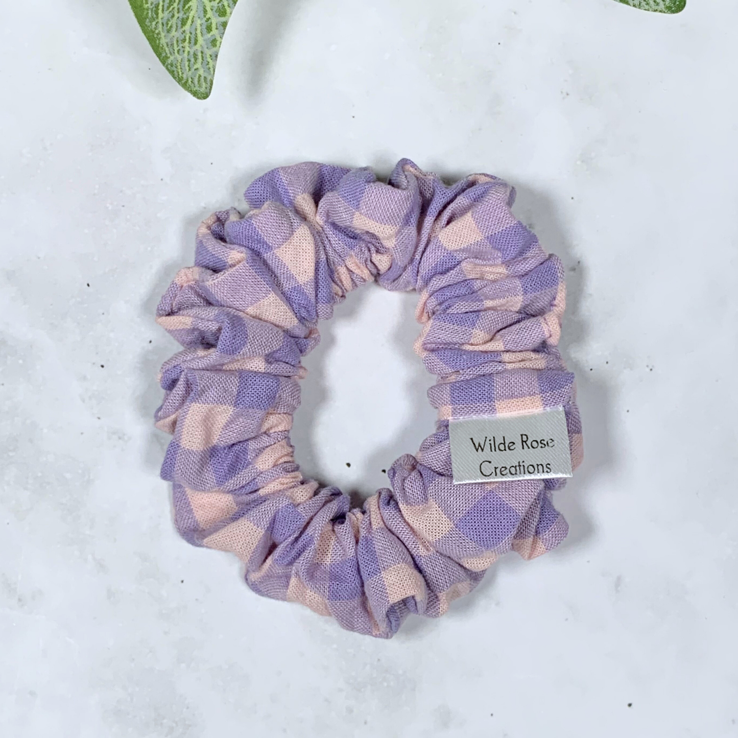 Lilac Gingham Petite Scrunchie