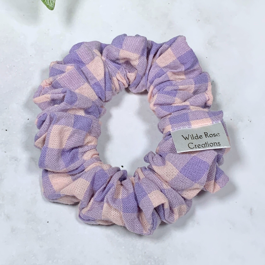 Lilac Gingham Petite Scrunchie