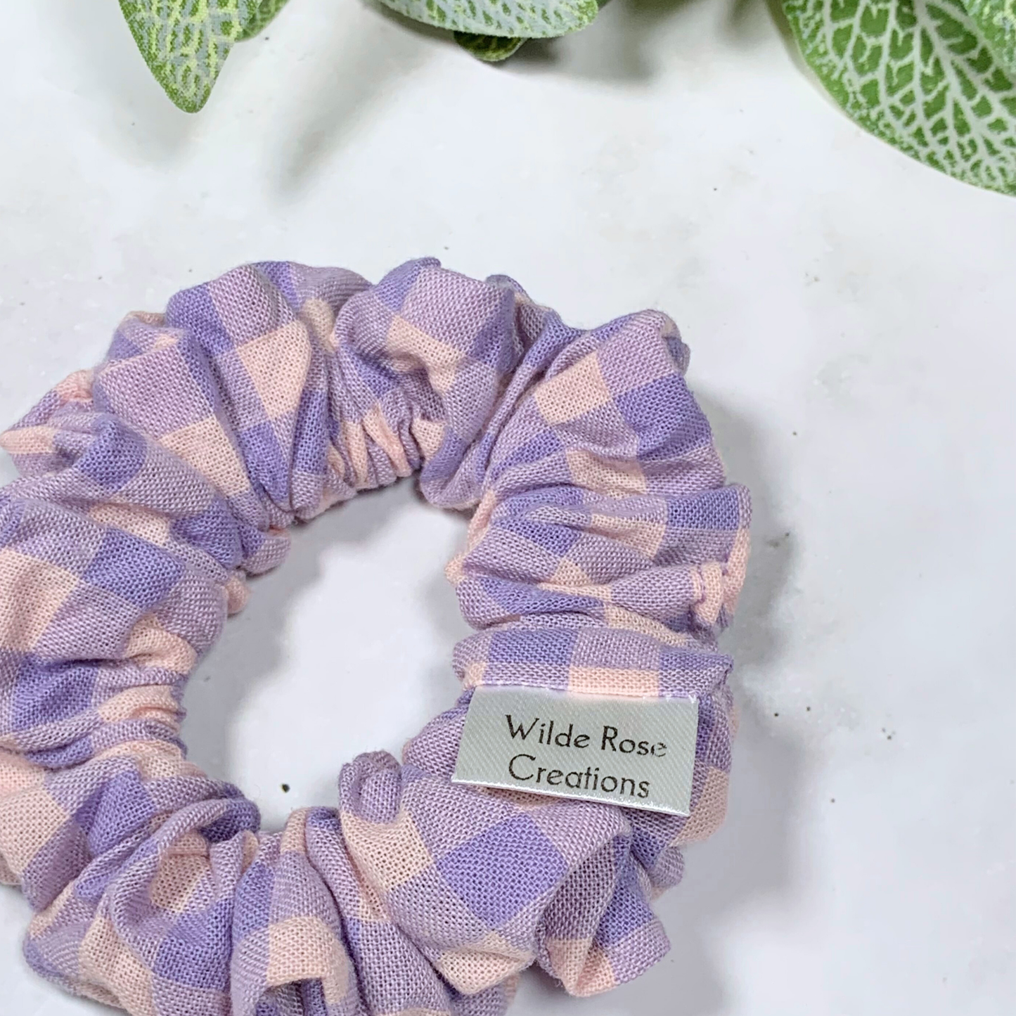 Lilac Gingham Petite Scrunchie