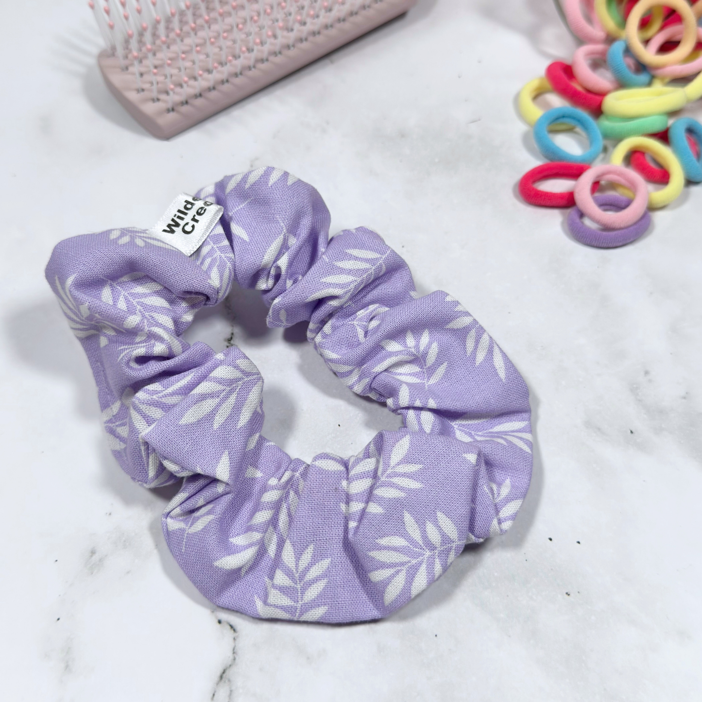 Lilac Leaves Regular Scrunchie